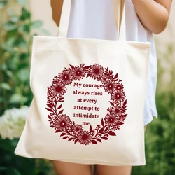 Pride and Prejudice Jane Austen Quote Tote Bags Book Lover Gift Ladies Elegant Shoulder Bags Large Capacity Canvas Bookish Bags