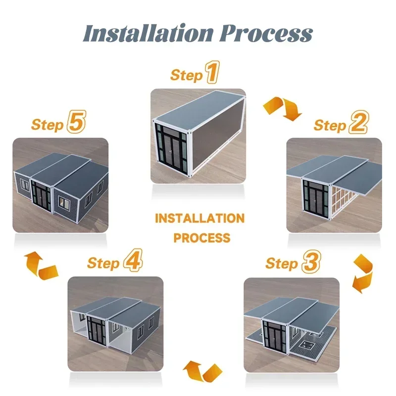 Portable House Foldable Container House 20ft 40ft Mobile Customised Home Folding Shipping Container House for Construction Site