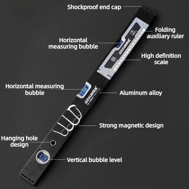 600mm Folding Level Ruler High-precision Balance Ruler Strong Magnetic Level Ruler Household Aluminum Anti Fall Measuring Tool