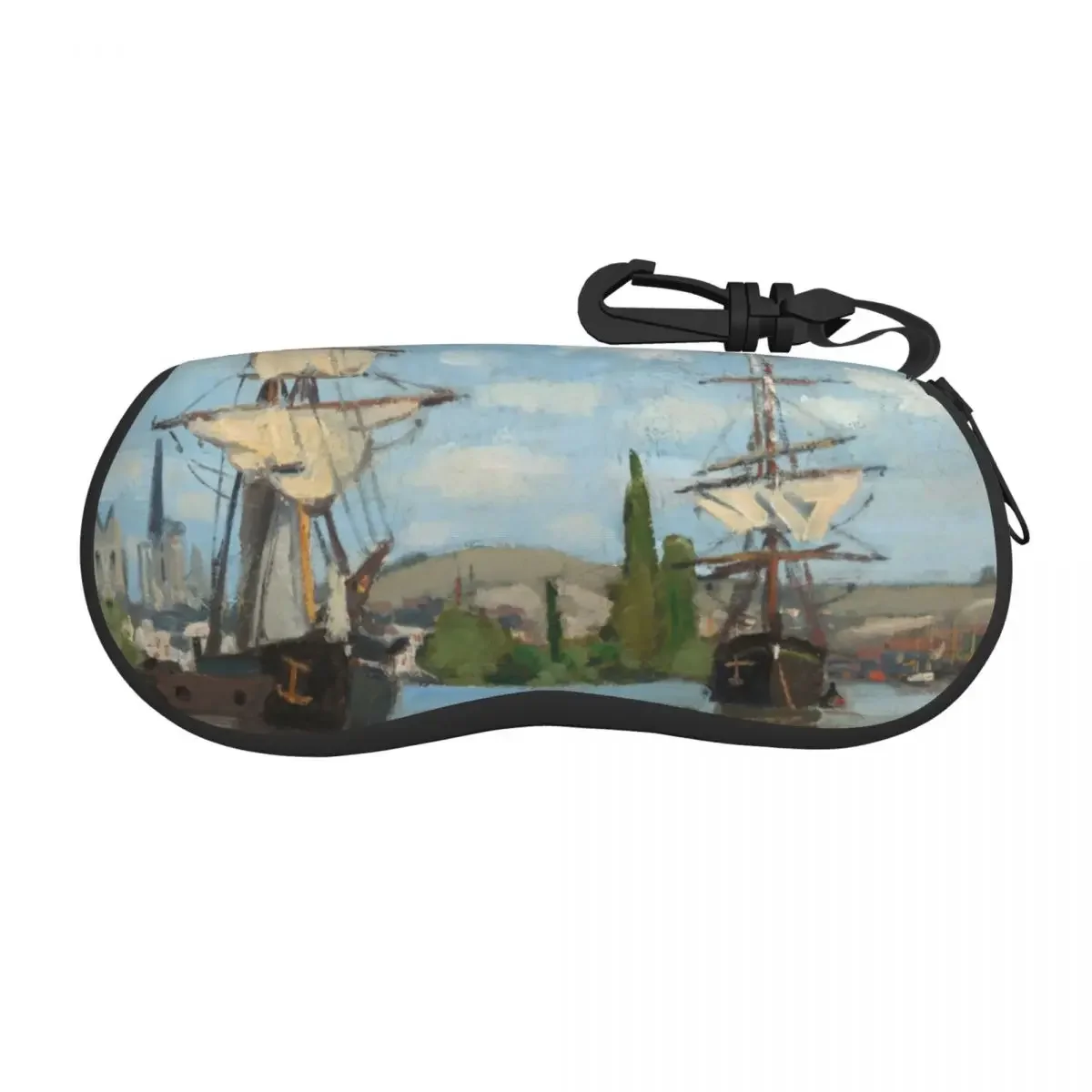 

Ships Riding On The Seine At Rouen By Claude Monet Shell Eyeglasses Case French Art Glasses Case Sunglasses Box Pouch