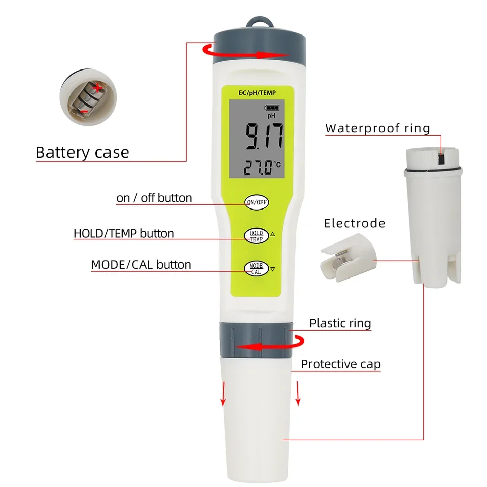 Waterproof Portable Digital PH Pen Meter Tester for Aquarium Pool Water Wine Urine Laboratory Use with Automatic Calibration 30%