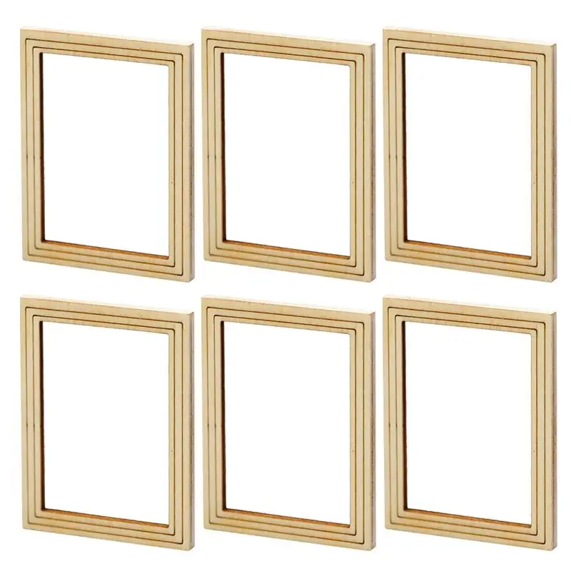 

6pcs Mini Photo Frames Model DIY Painting Decorative Photo Frame Mini Landscape Scene Furniture House Picture Frame Decor