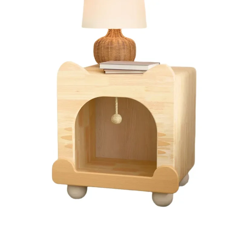Custom Solid Wood Cat Cabinet Bedside Table Scratch Resistant Pet Nest Furniture Four Seasons Universal Home Decor