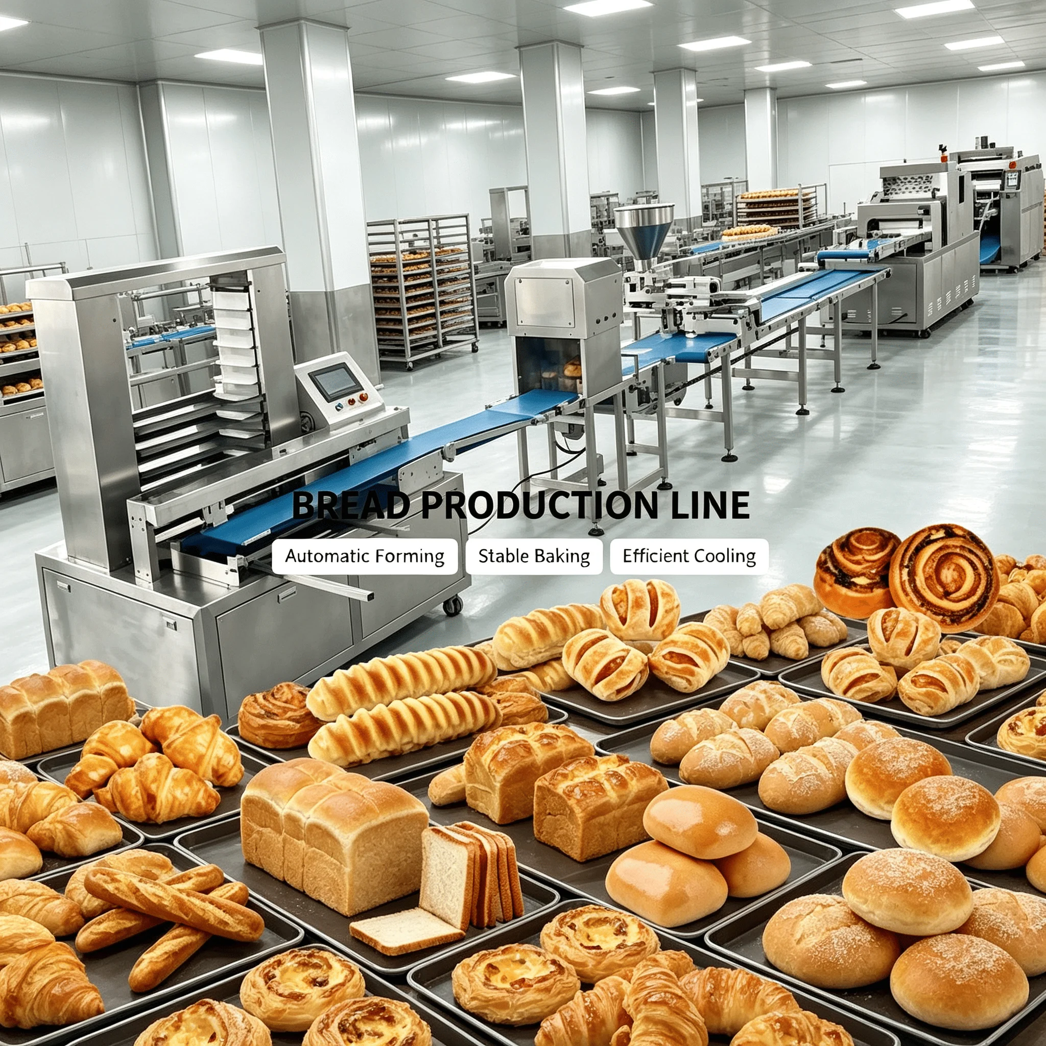 Baguette Production Line High Capacity Bakery Equipment for French Bread Forming Customized