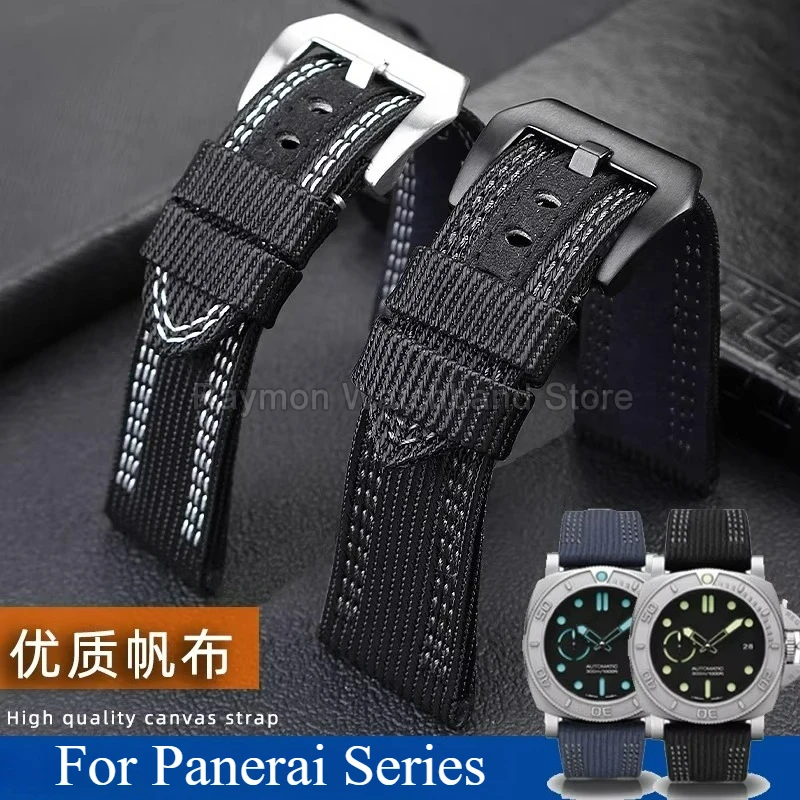 22 24 26mm Black Blue for Panerai Luminor PAM00984/00985/441/616 Nylon Watch Strap Lightweight Water-Resistant Quick-Drying