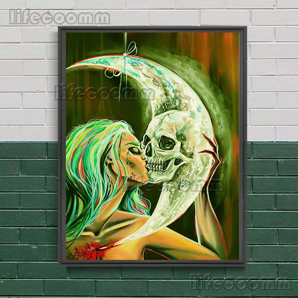 Gothic Constellation Witch Surreal Art Print Skull Decor Wall Art Canvas Paitning Home Decor Creepy De Wicca Poster Print