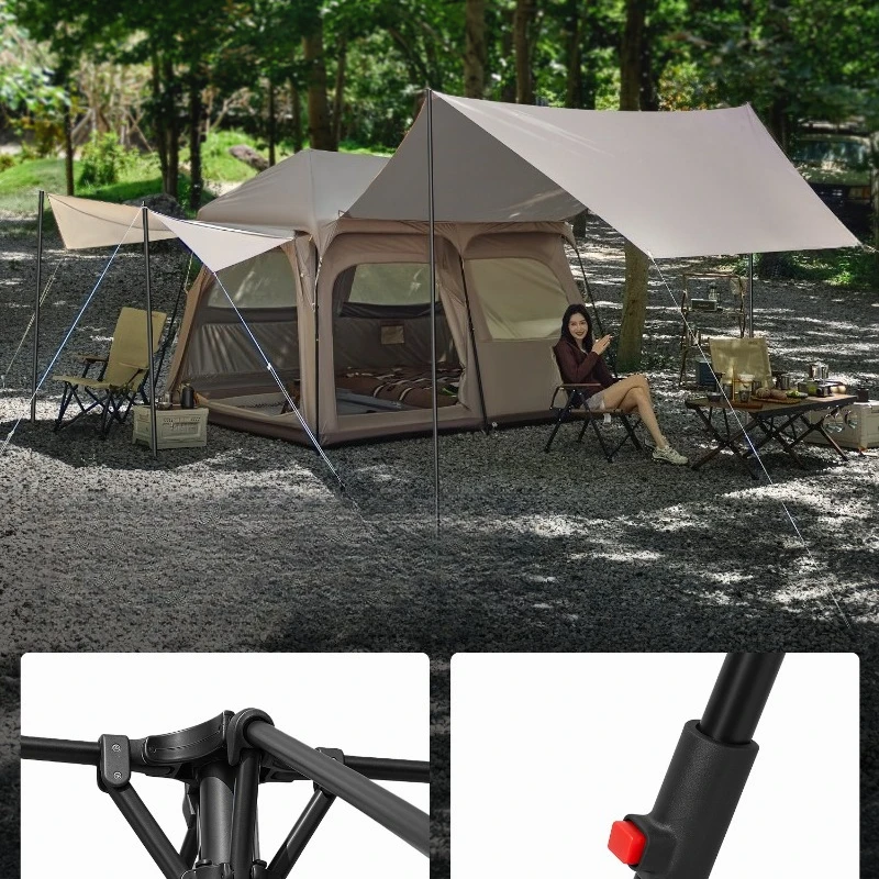 

Tent outdoor camping overnight rainproof portable folding 2025 new camping two rooms and one living room canopy