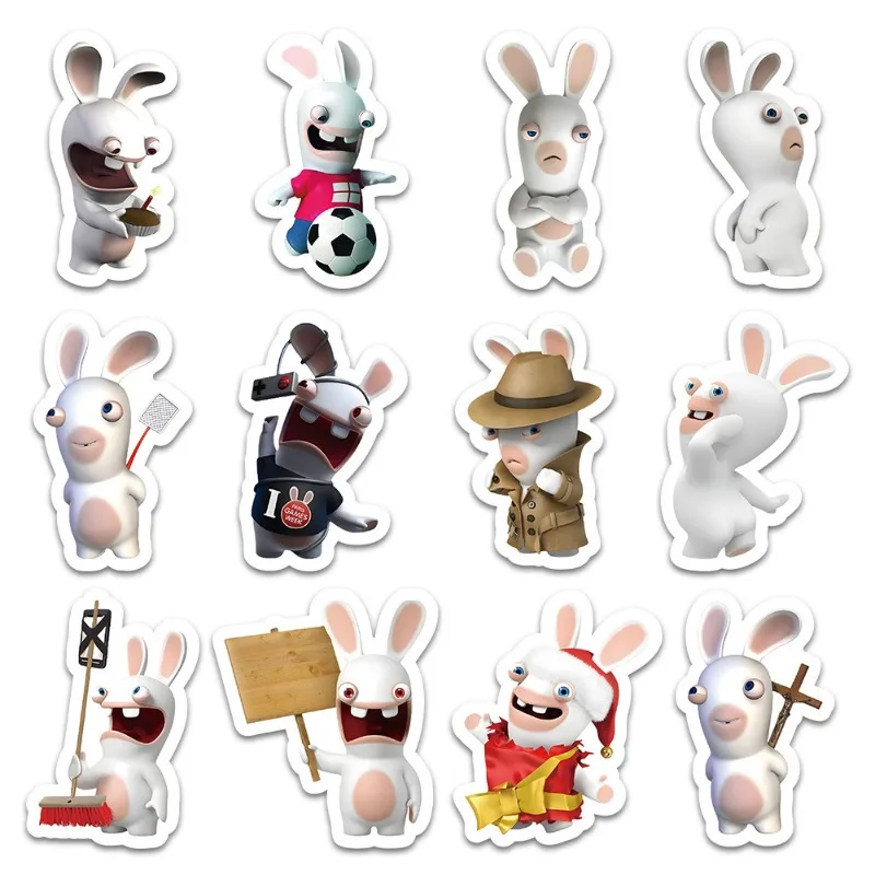 100pcs Rabbids Invasion Animation Sticker Luggage Water Cup Stationery Mobile Phone Car Scooter Laptop Refrigerator Decoration