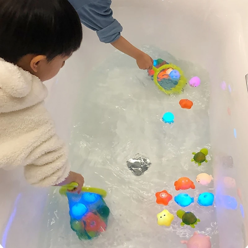 Juguete baño iluminado a prueba agua 9 piezas para niños pequeños que fomenta juego imaginativo en bañeras y 15UB