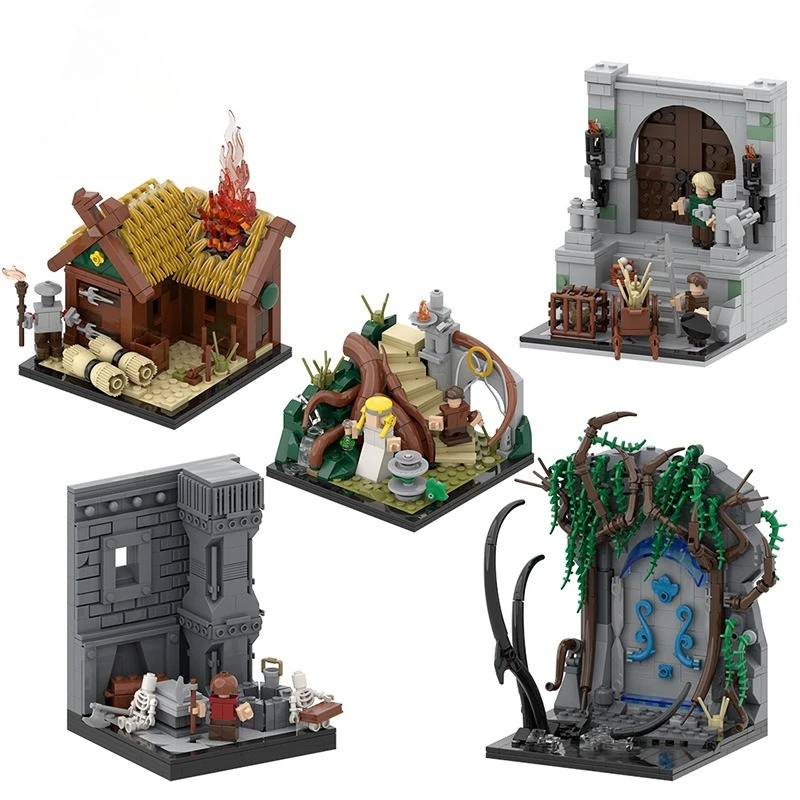 

5 в 1, креативная модель волшебного фильма, набор строительных блоков, экспертные идеи LOTR, декор, кирпичи, MOC, сборные игрушки, Helm's Deeped Valley