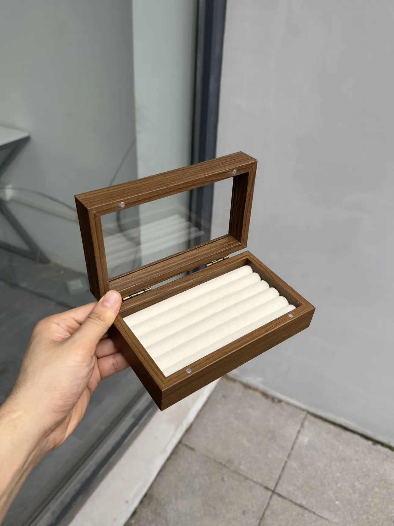 Portable Travel Wooden Jewelry Storage Box Earring Ring Display Case Simple Vintage Style Desktop Organizer Handmade Craft