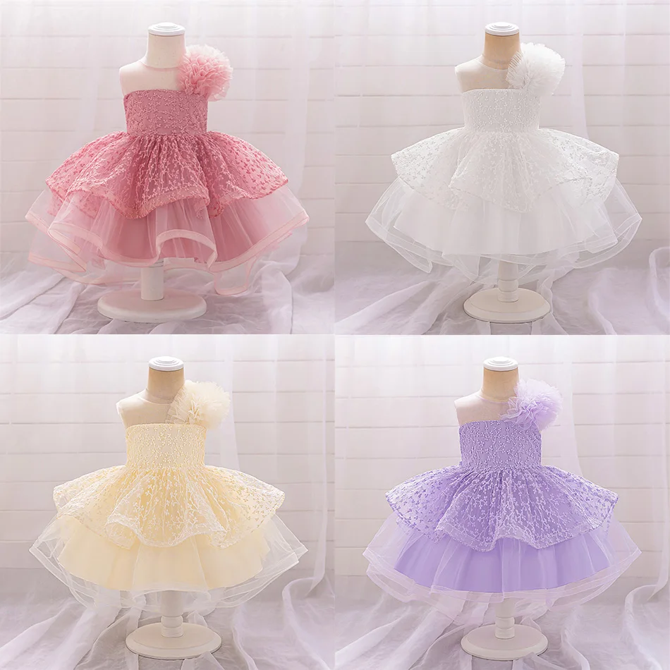 

Infant Floral Solid Tailed Princess Dress Newborn Sleeveless Fantasy Evening Mesh Gown for Baby Girls Birthday Party Costumes