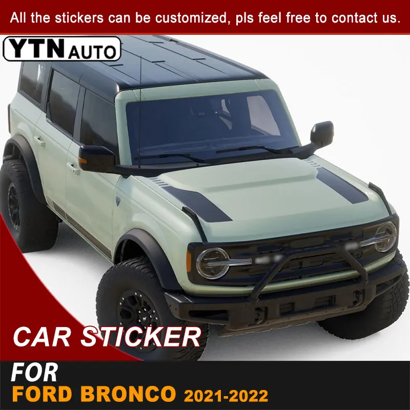 

Hood Scoop Car Sticker Stripe Racing Graphic Vinyl Bonnet Cool Car Decals For Ford Bronco 2021 2022 Decoration Car Accessories