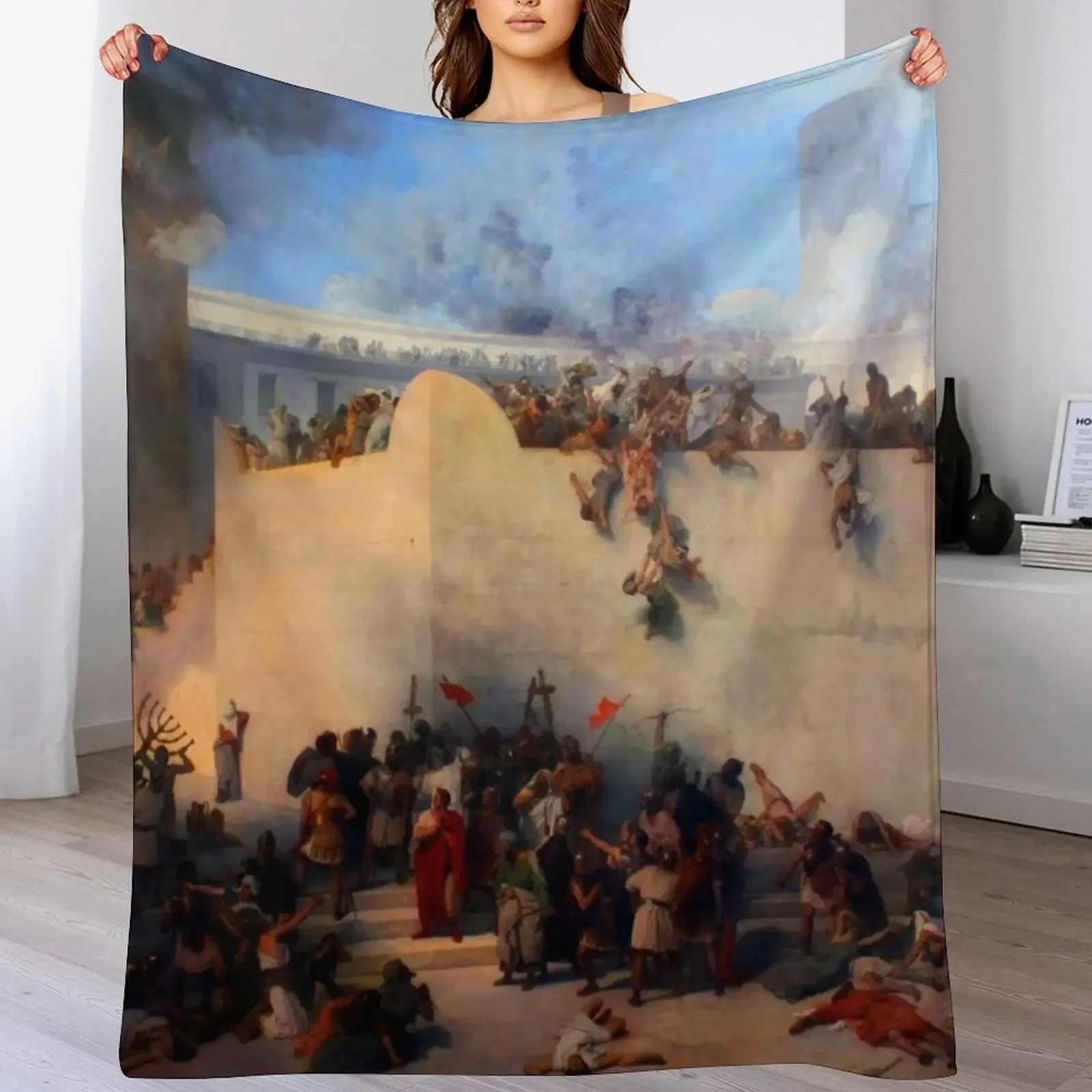 Destrucción del templo de Jerusalén- Francesco Hayez manta para sofá decorativo de lujo St Furrys para mantas de bebé