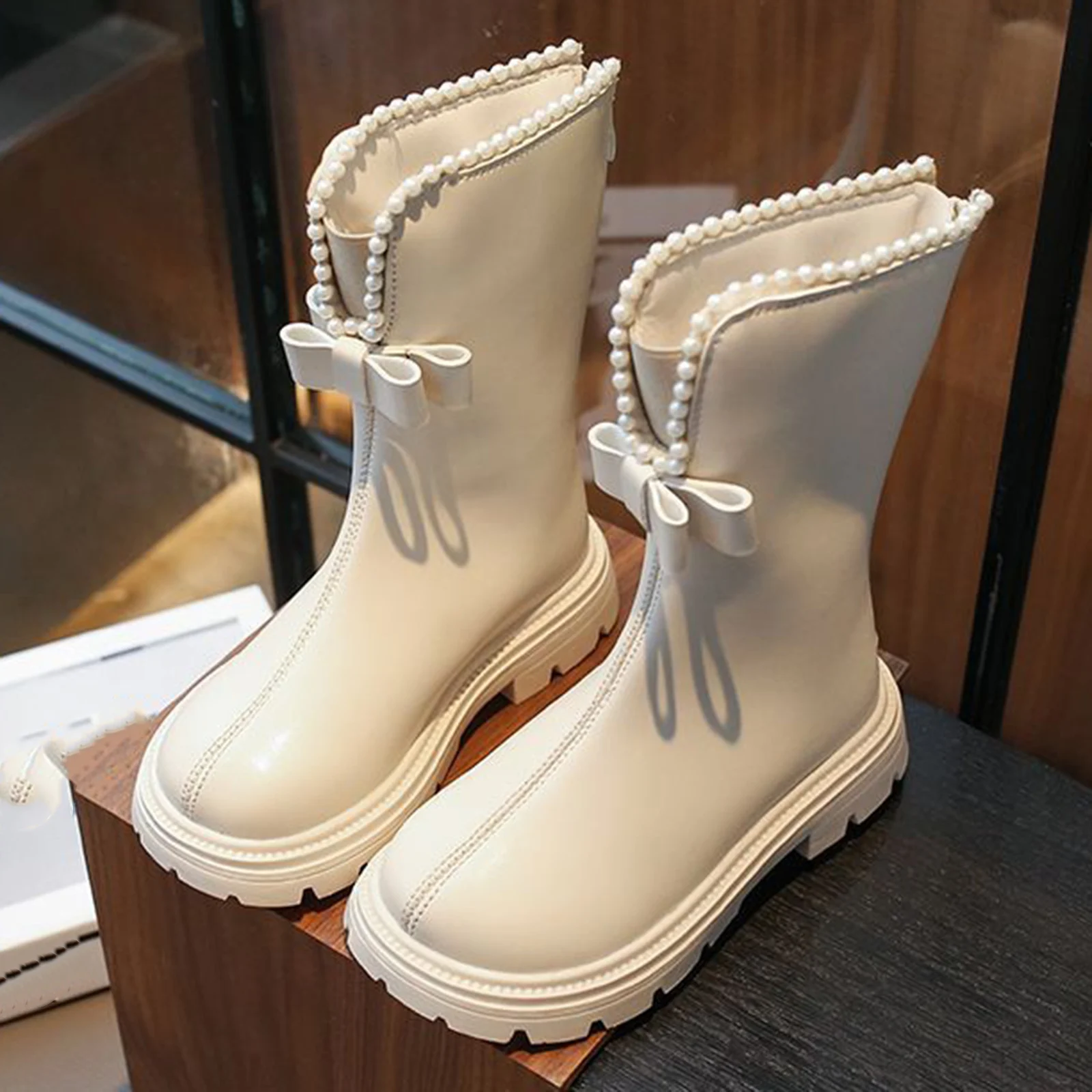 

Children's Boots British Girls' Single Boots Cotton Boots Plus Velvet Long Boots Fashionable And Horse Riding Boots for Kids