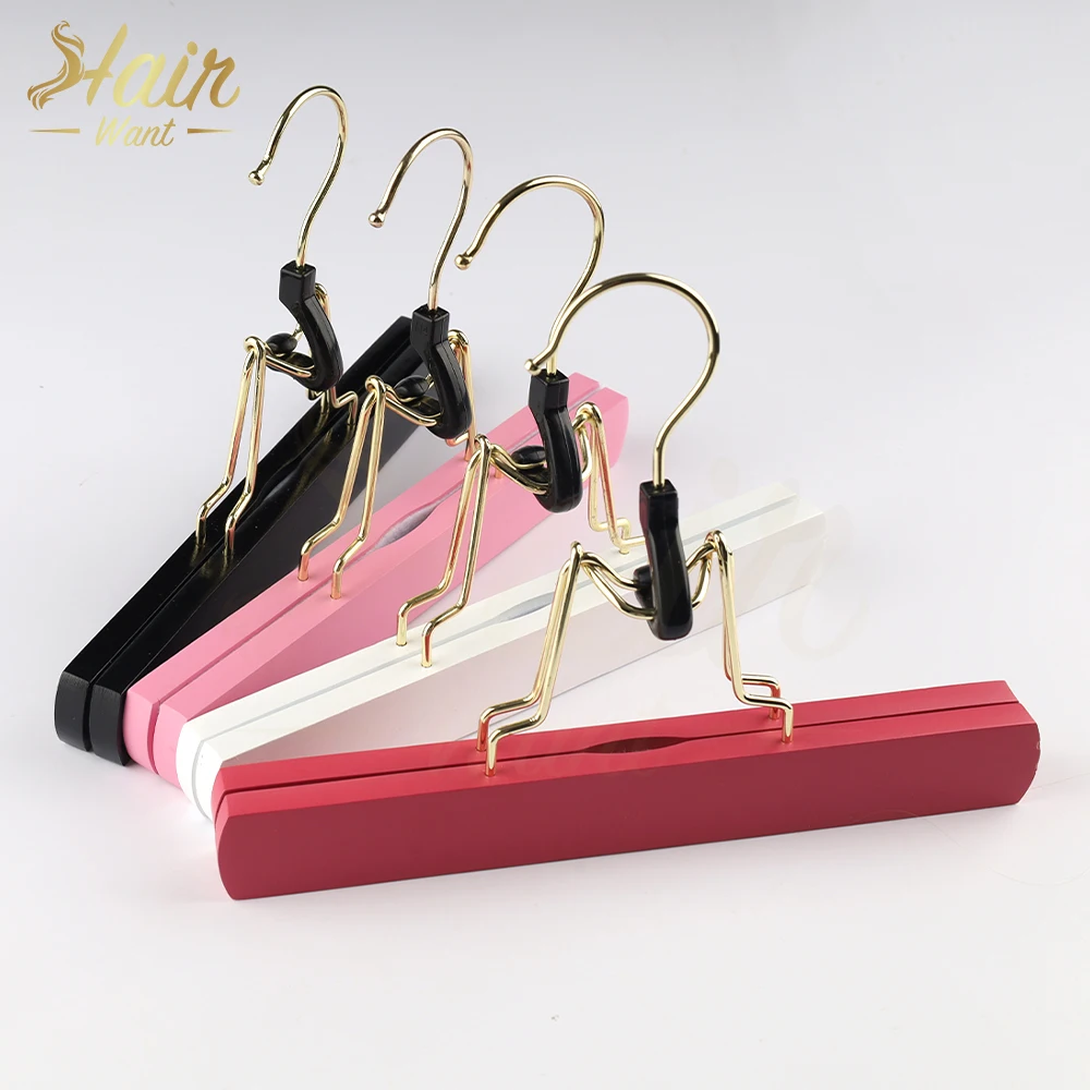 Hair Want Wooden Hair Extensions Hanger Double Side Storage Swivel Hook Holder Hanger for Pants Carrier Wig Holder