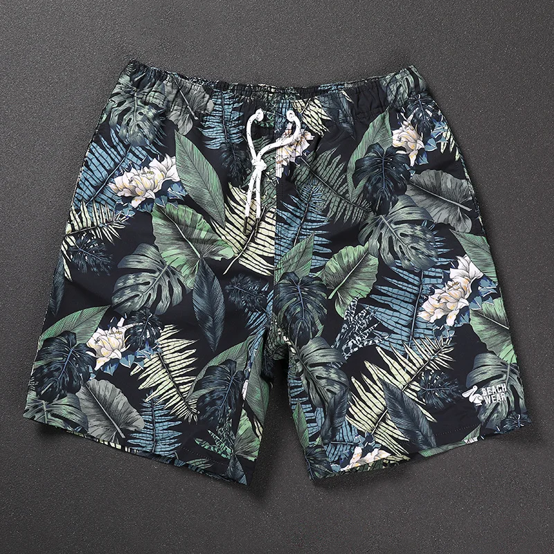 Summer Shorts Men\'s Trendy Cartoon Printed Hip-Hop Shorts Loose And Casual Hawaiian Beach Pants Quick Drying Pants