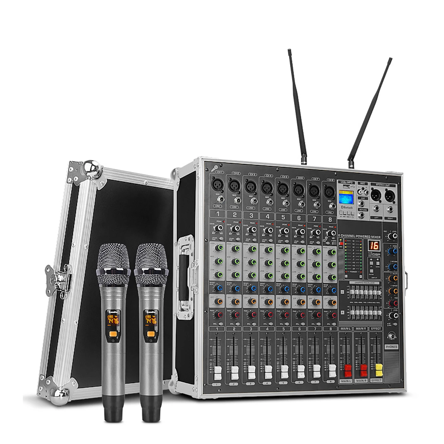 

MK290 Professional 8-channel Powerful Amplifier Mixer Wireless Microphone Integrated Machine