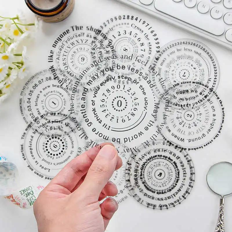 Encircling Beauty Series Vintage Round English Aperture PET Sticker Creative DIY Journal Material Collage Stationery