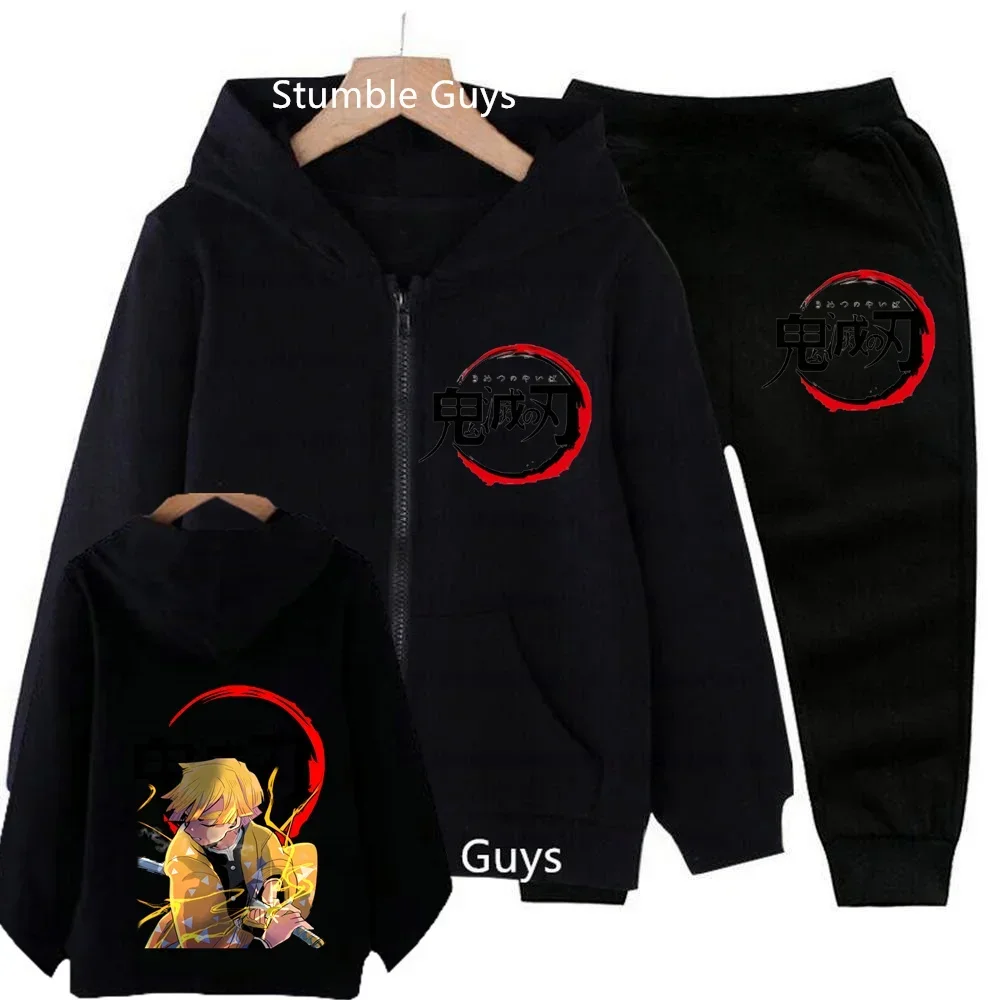 

2-13 Years Old Kids Demon Slayer Hoodies Sets Children's Autumn And Spring Long Sleeve Sweatshirts Trousers 2pcs Costume Outfits