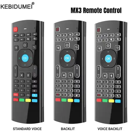 MX3 무선 에어 보이스 마우스 2.4G 미니 키보드 음성 백라이트 컨트롤러 IR 학습 리모컨 (스마트 TV 안드로이드 TV 박스용)