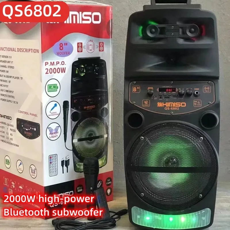 Głośnik zewnętrzny o dużej mocy 2000 W. Walizka na kółkach LED. Przenośne radio FM. Boombox Bluetooth z mikrofonem przewodowym. Karaoke domowe