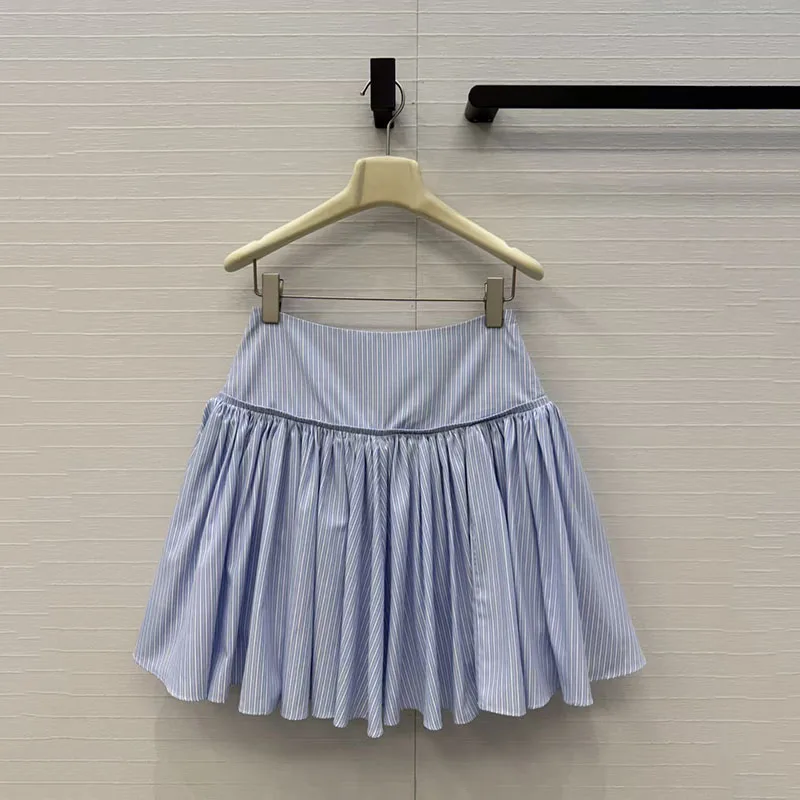 Women's High-Waisted Striped Skirt, Fitted and Versatile Pleated Skirt, High-Quality Mini Skirt, 2026, New Arrival, Y2K, Top Set