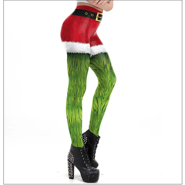 Nadanbao Weihnachts gürtel Leggings Herbst Winter Festival Santa Claus Print Röhren hose Hose mit hoher Taille für Frauen