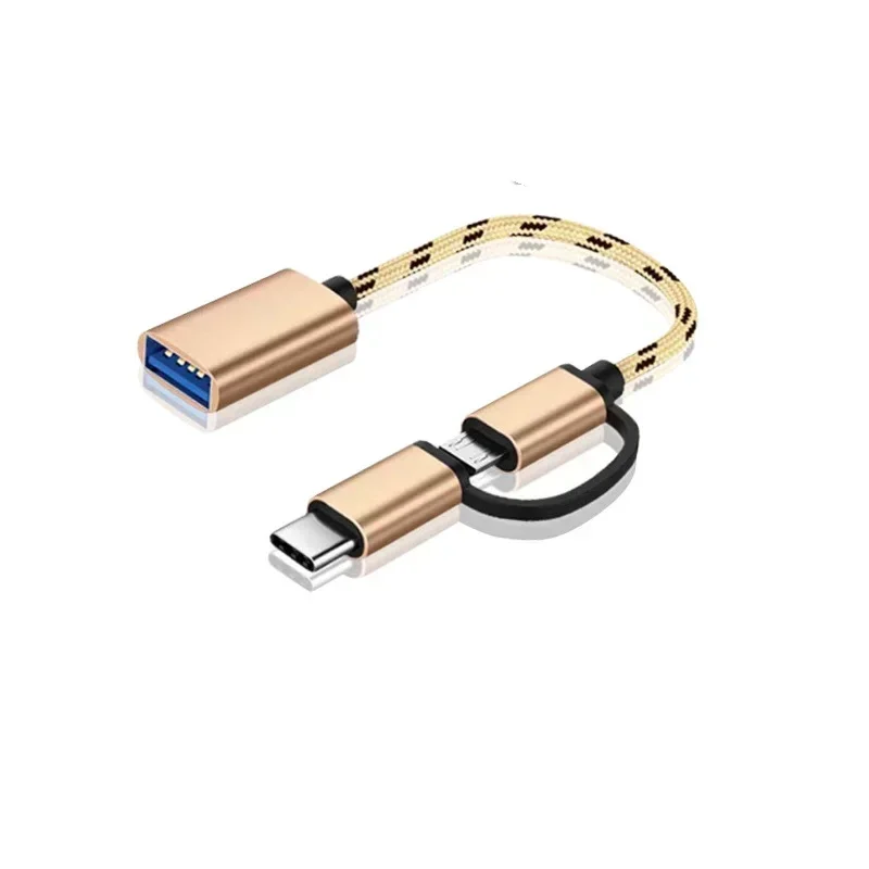 

2 In 1 Flash Disk Type-C OTG Cables USB 3.0 OTG Adapter Type C Micro USB To USB 3.0 Adapter Cable OTG Convertor For Gamepad