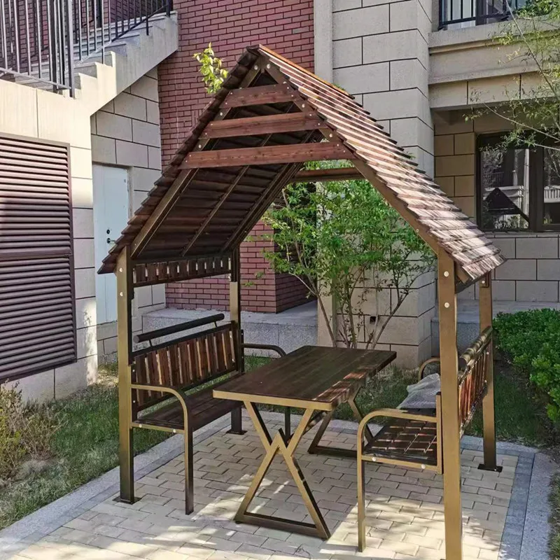 Outdoor Gazebo Home Chalet Courtyard Villa Solid Wood Garden Agritainment Landscape Homestay Four Corners Mobile Pavilion