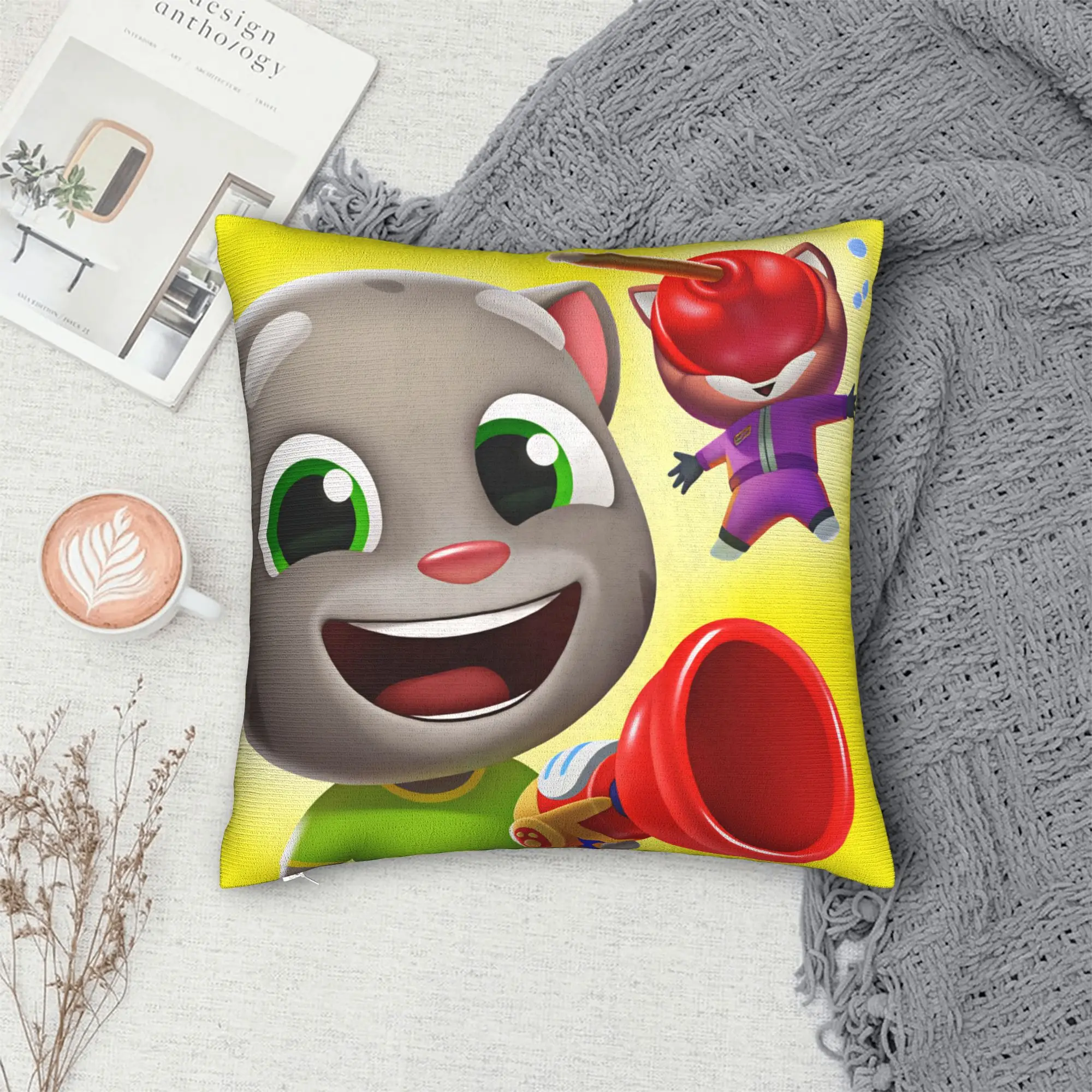 Game T-Talking T-Tom And F-Friends Pillow Cover  Novelty Pillow Case For Living Room Bed Chair Soft Cushion Cover Birthday Gift