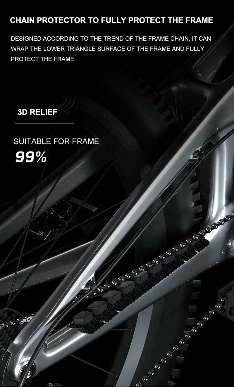 ENLEE 3D Fahrradrahmen-Schutzfolie aus Silikon, kratzfester Fahrradketten-Aufkleber, MTB- und Rennrad-Kettenschutz gegen Kratzer, Zubehör – Detail 2