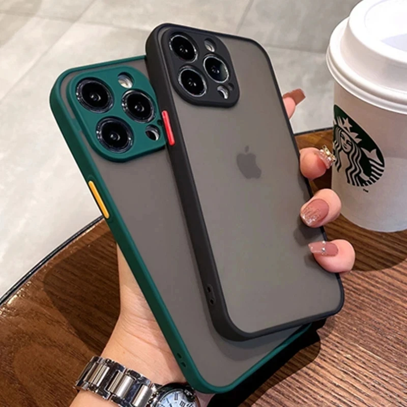 Luxury Matte Phone Case For iPhone 14 13 12 11 15 Pro Max Mini Soft Silicone Shockproof Case For iPhone XS MAX X XR 7 8 Plus SE