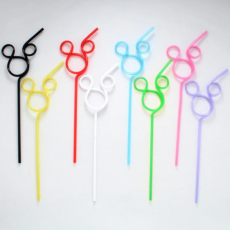 8-pack of mouse-shaped straws, reusable, perfect as party favors, birthday party supplies, and wedding decorations