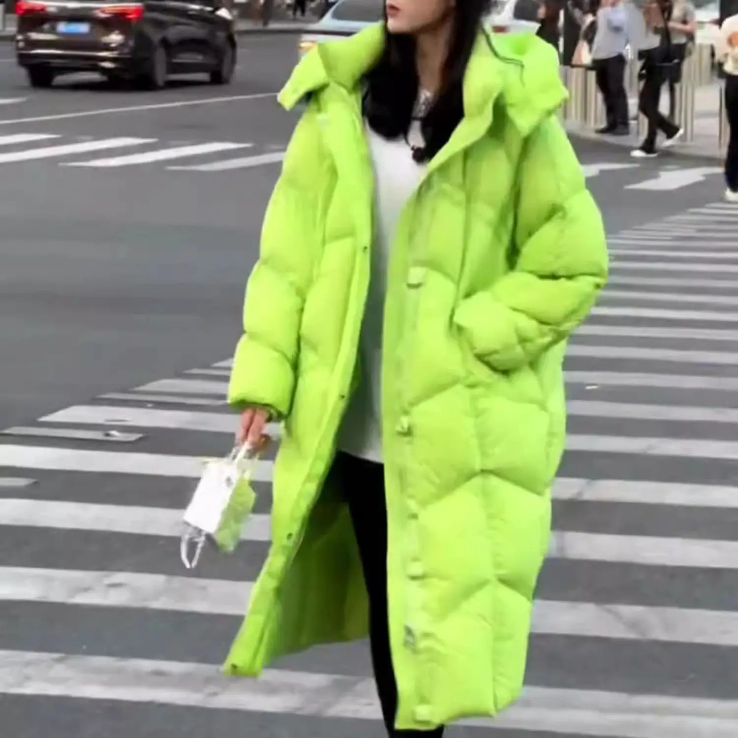 NEW Loose Cotton Jacket Hooded Long Down Cotton Jacket for Women in Winter 2025, New Thick and Warm Cotton Coat Large Size