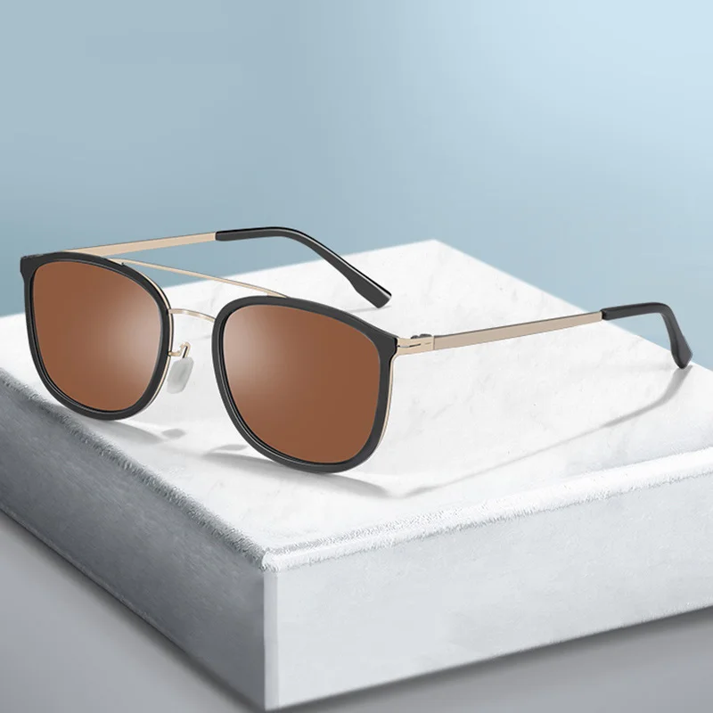 ZENOTTIC Retro ronde 100% UV400-beschermingszonnebril - Unisex Double Bridge Pilot Shade gepolariseerde zonnebril