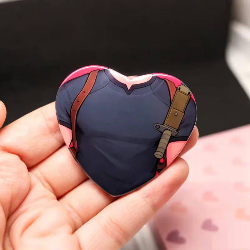 Resident Evil 4 Remake Leon Kennedy Heart Shaped Badge Pin Brooch Anime Game Merchandise Chest Design Button Collectible Gift