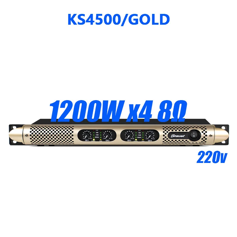 FUHAM KS2500/KS4500 Digitale Eindversterker Gouden 1200 w 8 Ohm 2/4 Kanaals DJ Subwoofer Versterker Line Array Luidsprekerversterker