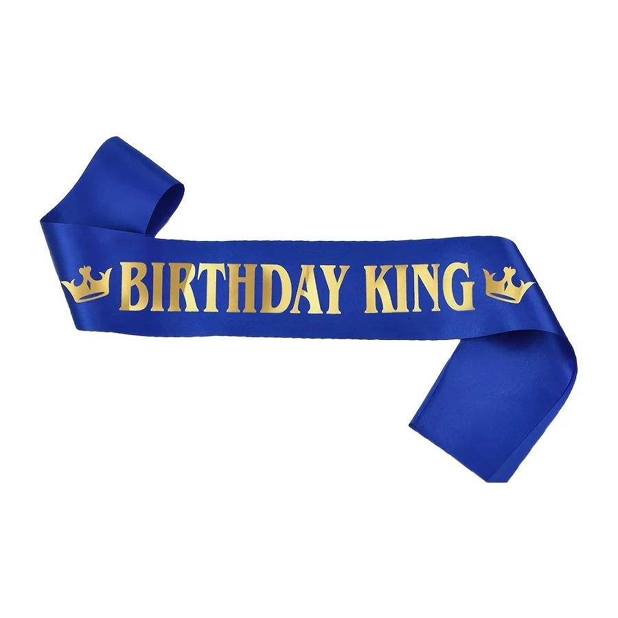 1 Stück Goldfolie Schwarze Satin Geburtstags-Königsschärpe, Banner für Männer & Jungen, Lustige Party-Dekoration, Zubehör, Geschenk – Detail 6