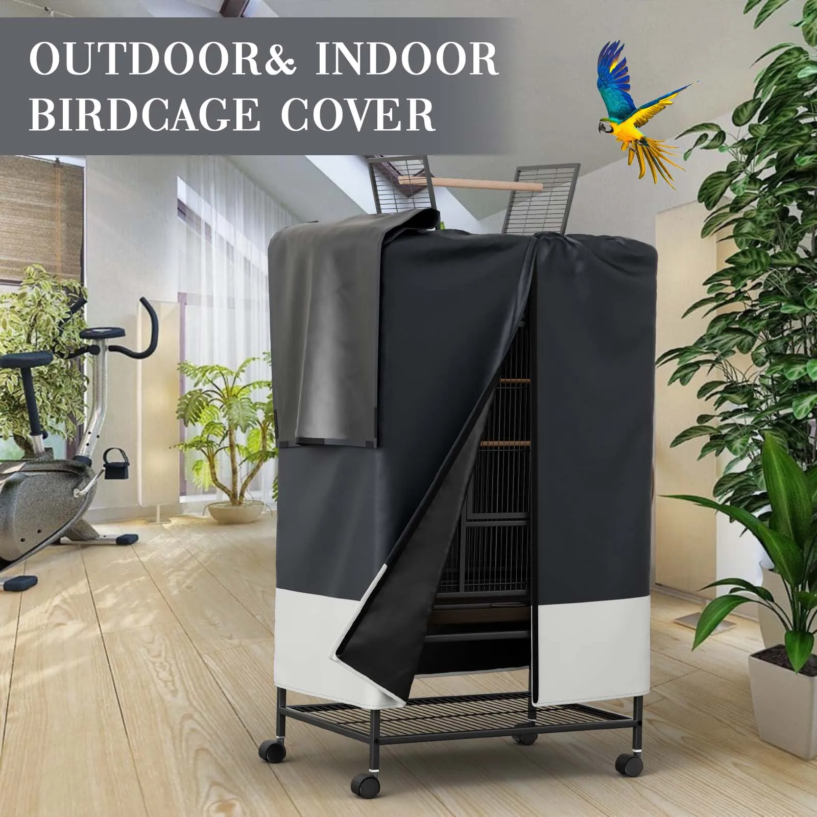 Pet Cage Birdcage Cover with Removable Top Panel Waterproof Dustproof Oxford Cage Cover Protective Bird Cage Supplies Adjustable