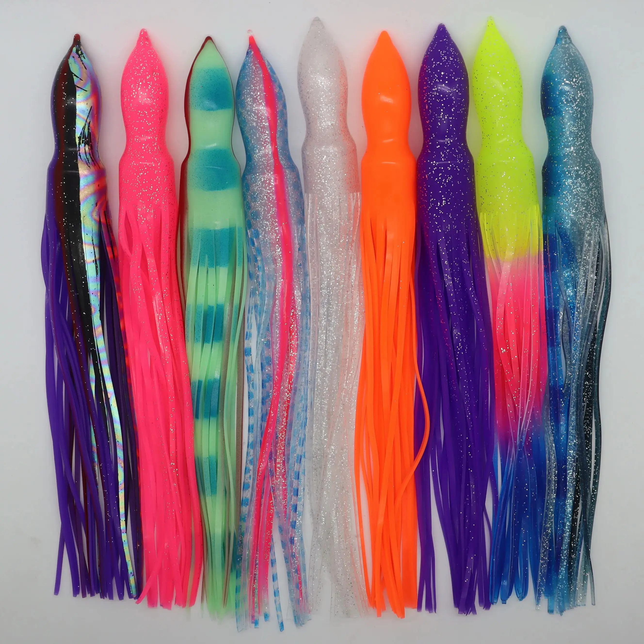 

GOWAVE 10pcs 12inch Replacement Octopus Skirts Trolling Lures Skirt Octopus Soft Fishing Lure Rigged Skirts Marlin Tuna Pakula