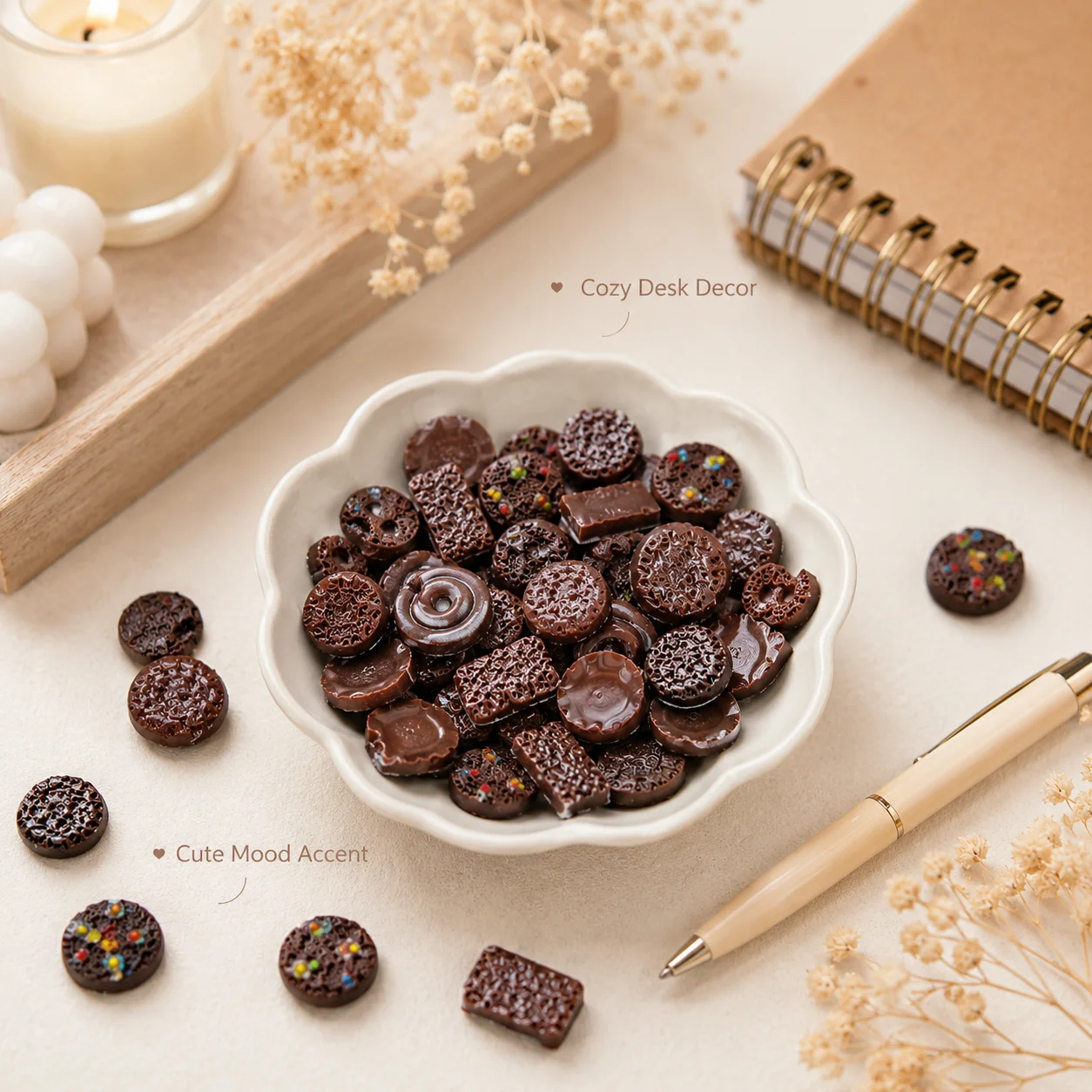 20pcs Mini Biscuit Chocolate Cookie Biscuit Food Model Resin Dessert Accessories Bakery Decor Desktop Ornament Craft Supplies