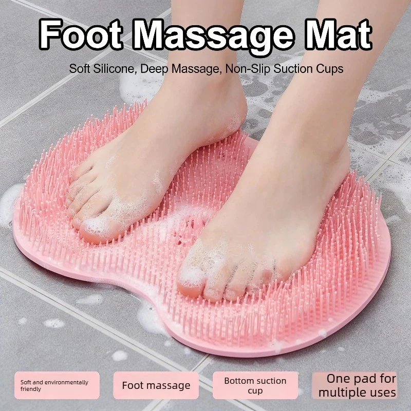 Silicone Foot Massage Pad Non-slip Shower Mat Exfoliating Rub Back Brush for Wash Foot Body Cleaning Hot Sale for Home Users Spa