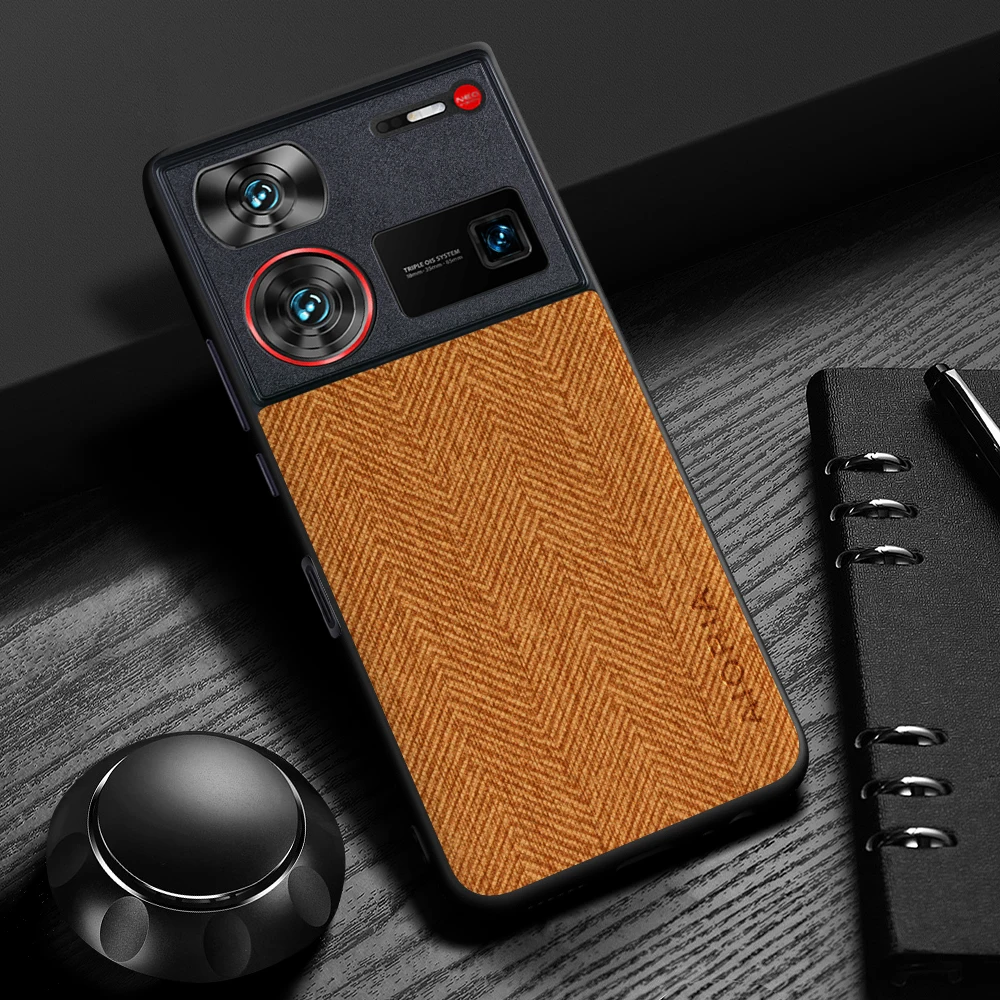 Case for Nubia Z60 Ultra Z60S Pro Design Simple, Lightweight, Durable Leather wood grain cover for Nubia Z70 Ultra