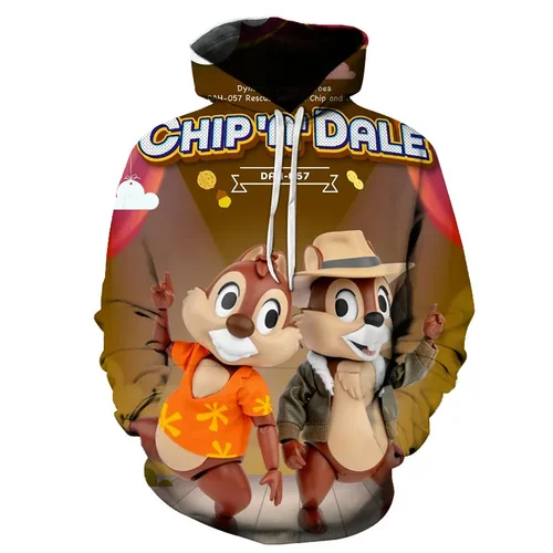 디즈니 Chip n Dale 남성 여성 후디, 캐주얼 힙합 스트리트웨어, 긴 소매 스웻셔츠, 소년 소녀 가을 탑 코트 