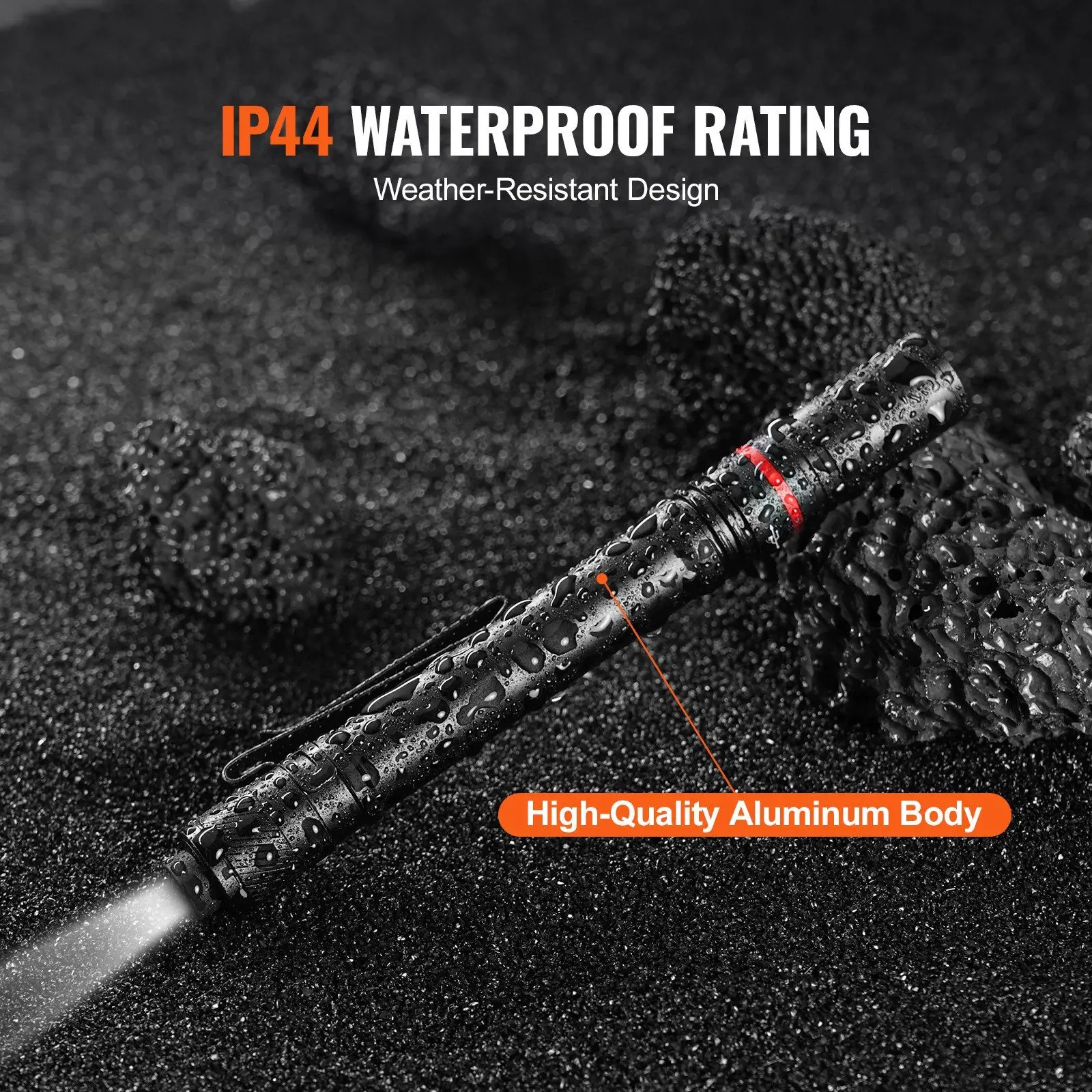 قلم ضوء قابل لإعادة الشحن 300 لومن، مصباح يدوي صغير 5.9 بوصة مع شحن من النوع C، 3 أوضاع وإضاءة جيب متعددة الوظائف IP44