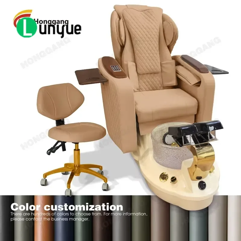 High Back Electric Luxury Massage Nail Chair with Foot Spa and Drainage Pump for Nail Equipment Foot Therapy