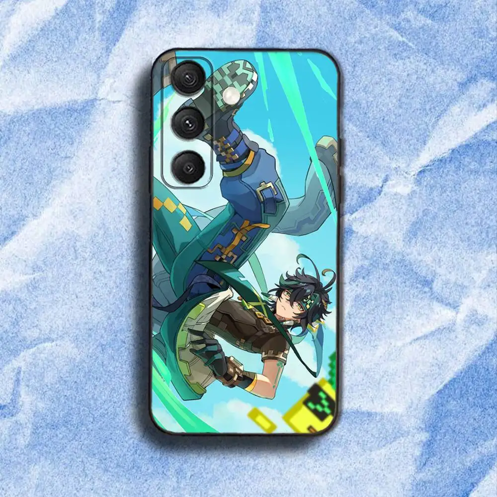 حافظة هاتف K-Kinich Genshin ImpactS لهاتف سامسونج S 25,24,23,22,30,21,10,9,Ultra,Plus,Lite,FE,4,5G حافظة ناعمة سوداء