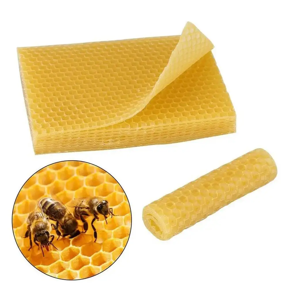 10Pcs Beeswax Sheets Candle Making Craft DIY Kits Honey Candles Maker Full Bees Wax Honeycom Beekeeping Foundation Sheets