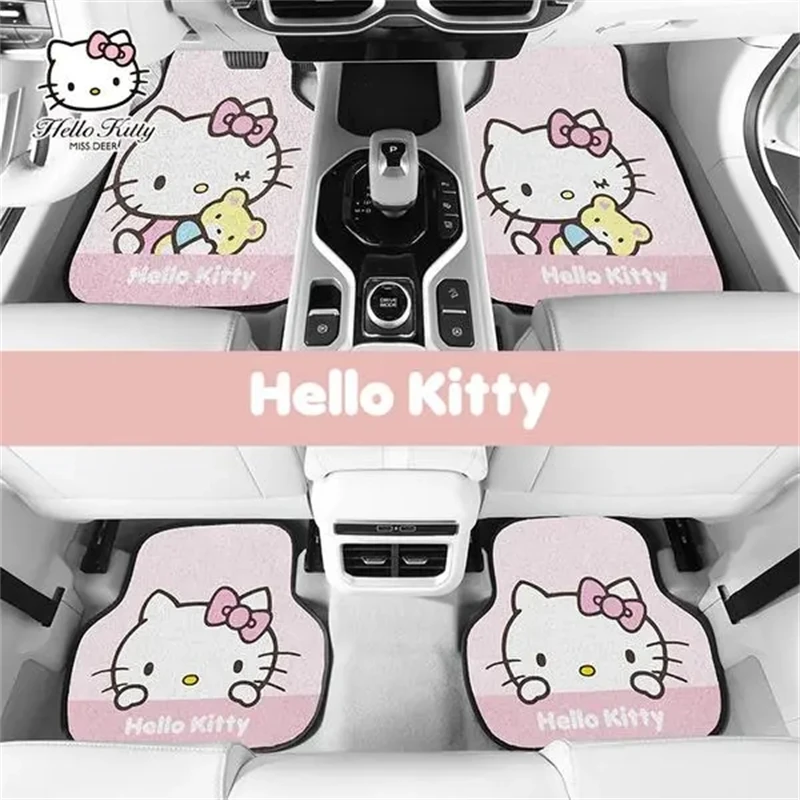 Sanrio Kawaii Hello Kitty Car Mats Cartoon Monolithic Universal Car Carpet Foot Anti-slip Protection Mat Floor Mat Auto Parts